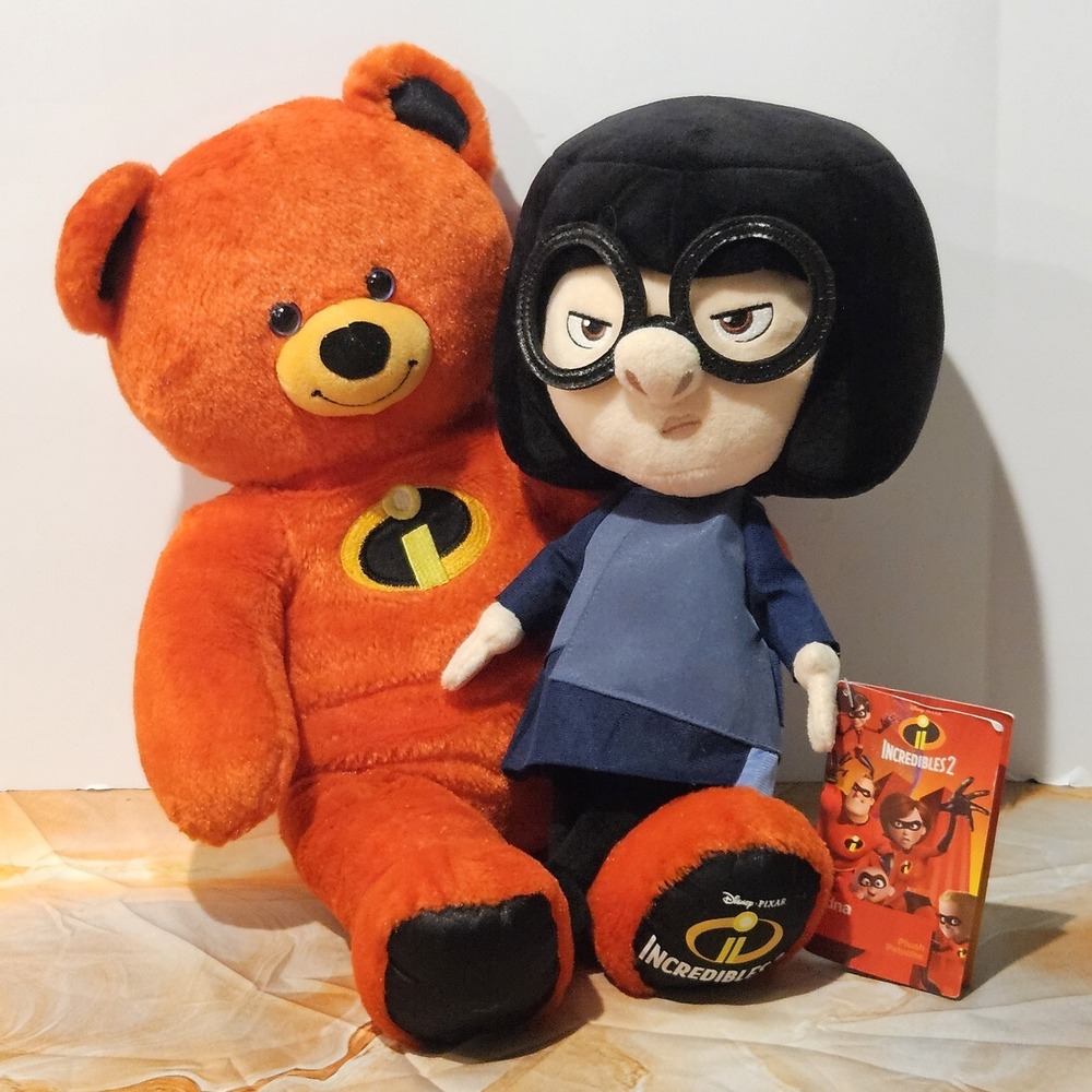 Disney Incredibles 2 Build-A-Bear Plush Bear & Disney Parks Edna Mode Doll Lot